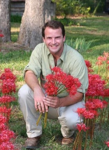 Chris with red spider lilies